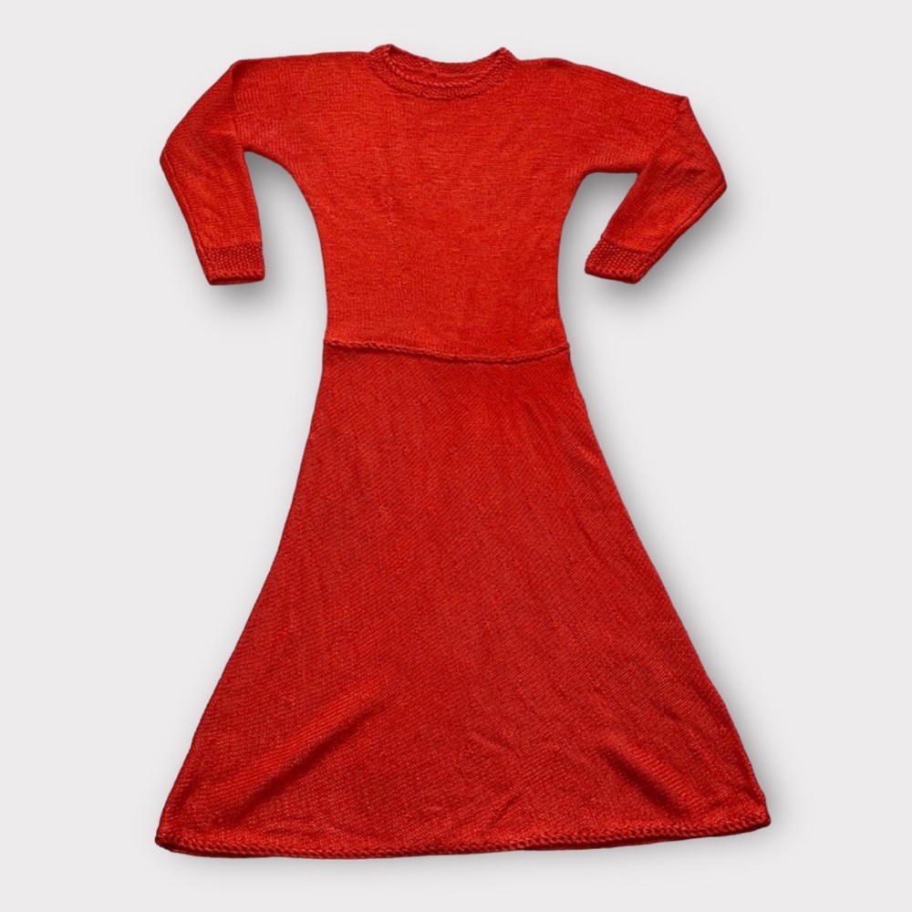 Vintage Red Knit Fitted Dress
